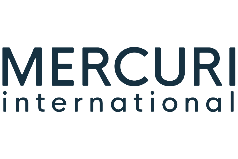 Logo for Mercuri International with the word MERCURI in large, bold uppercase letters above the word international in smaller, lowercase letters on a light background.