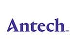 The image shows the word Antech in bold, blue serif font on a white background.