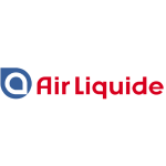 Air Liquide logo featuring a blue and white abstract circular design on the left and the words Air Liquide in bold red letters on the right, set against a white background.