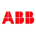 Red ABB logo with bold, stylized letters divided by white lines, forming geometric shapes within each letter, all on a white background.