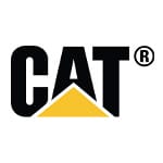 The CAT logo features the word CAT in bold black letters with a yellow triangle forming the lower part of the A. A registered trademark symbol appears at the top right of the letter T.
